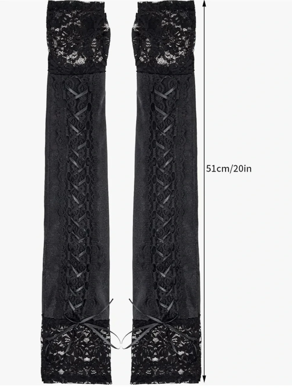 Black Lace-Up Fingerless Gloves
